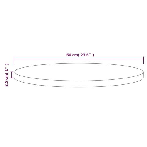 Bordplade Ø60x2,5 cm massivt fyrretræ sort