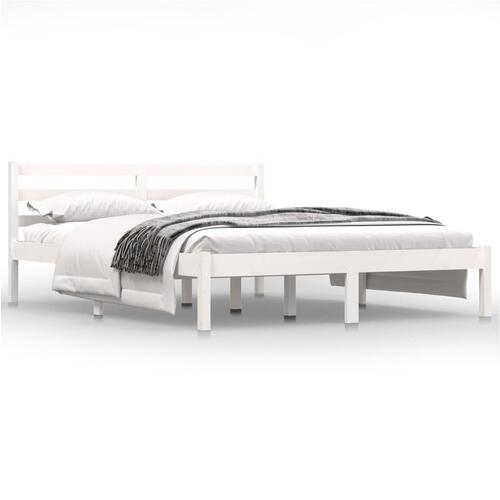 Sengeramme 140x190 cm massivt fyrretræ hvid