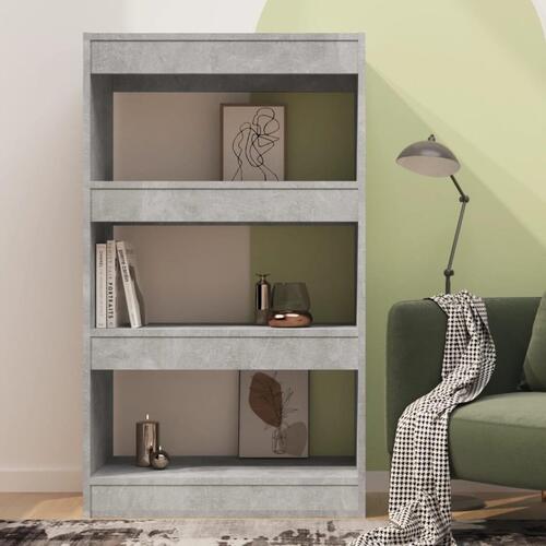 Bogreol/rumdeler 60x30x103 cm konstrueret træ betongrå
