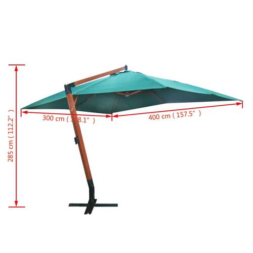 Svævende parasol Melia 300 x 400 cm grøn