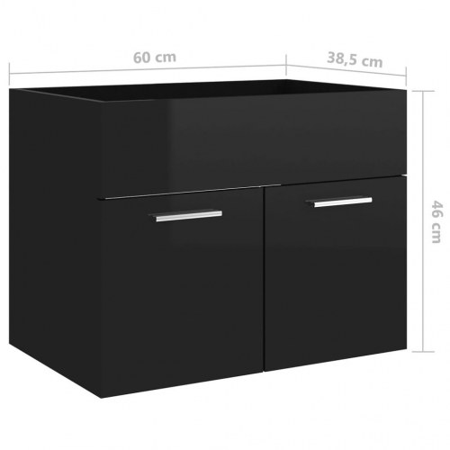 Skab til håndvask 60x38,5x46 cm konstrueret træ sort højglans