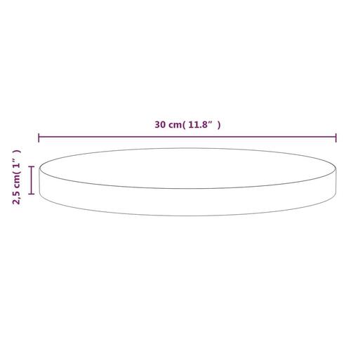 Bordplade Ø30x2,5 cm massivt fyrretræ hvid