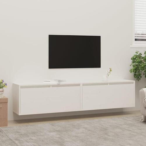 Vægskabe 2 stk. 80x30x35 cm massivt fyrretræ hvid