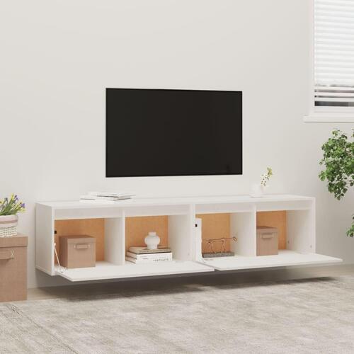Vægskabe 2 stk. 80x30x35 cm massivt fyrretræ hvid