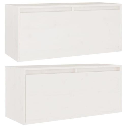 Vægskabe 2 stk. 80x30x35 cm massivt fyrretræ hvid