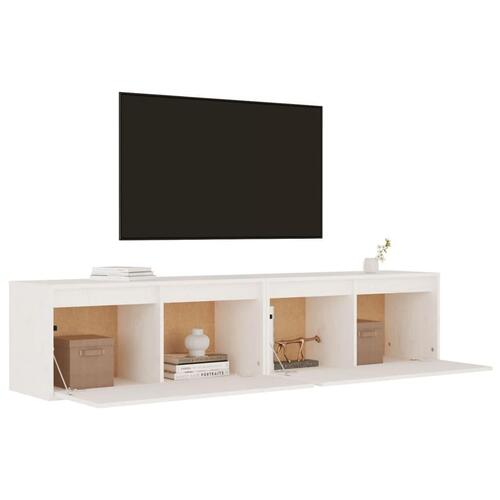 Vægskabe 2 stk. 80x30x35 cm massivt fyrretræ hvid