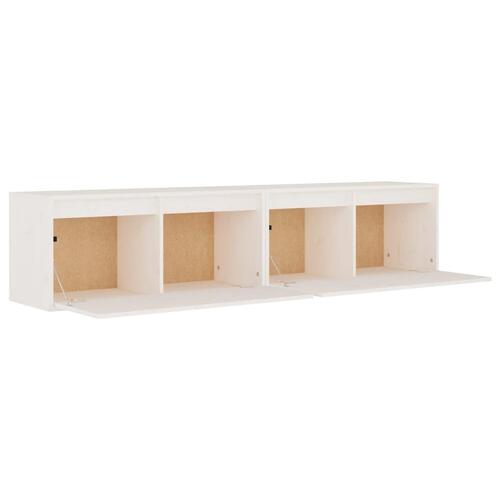 Vægskabe 2 stk. 80x30x35 cm massivt fyrretræ hvid