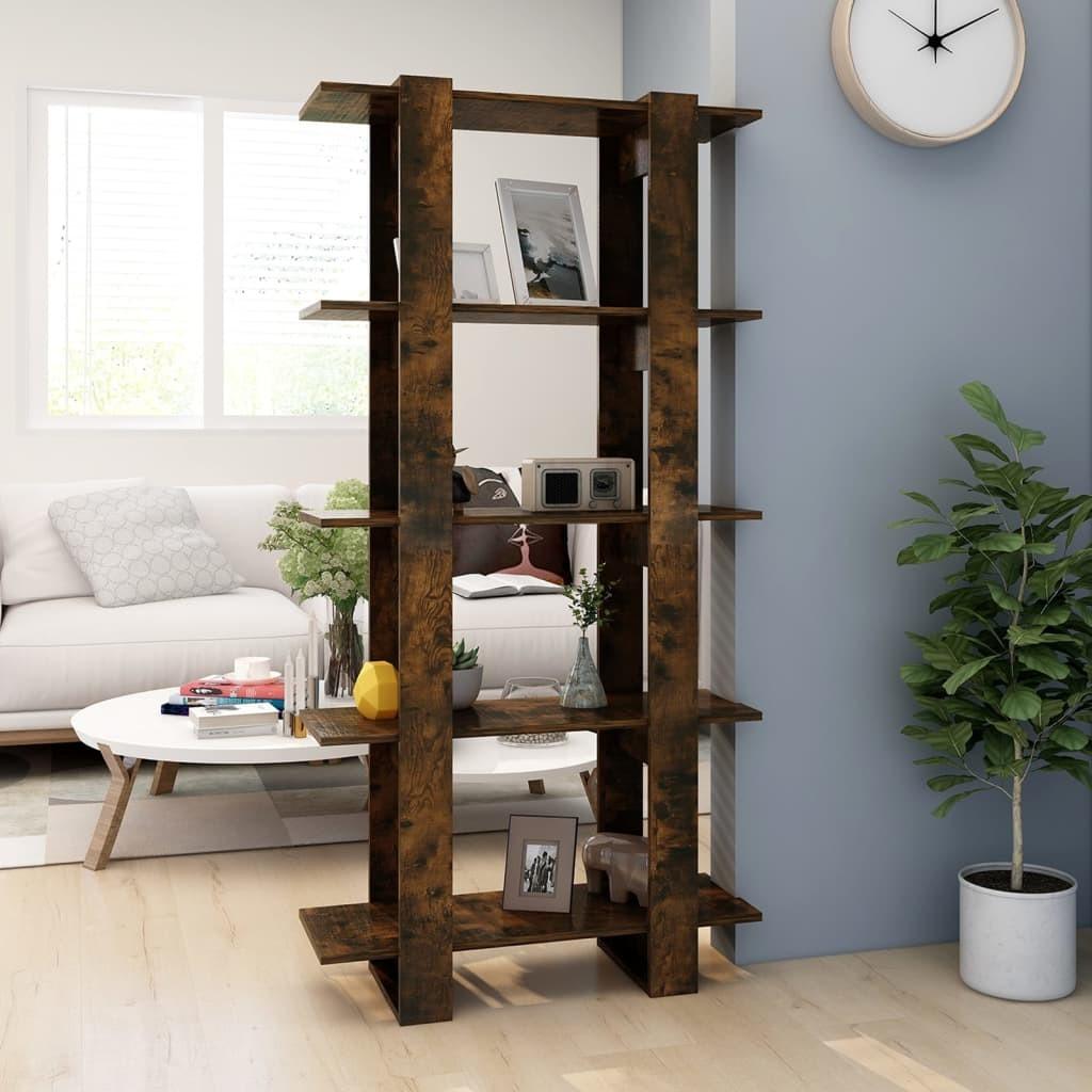 Bogreol/rumdeler 80x30x160 cm konstrueret træ røget egetræ