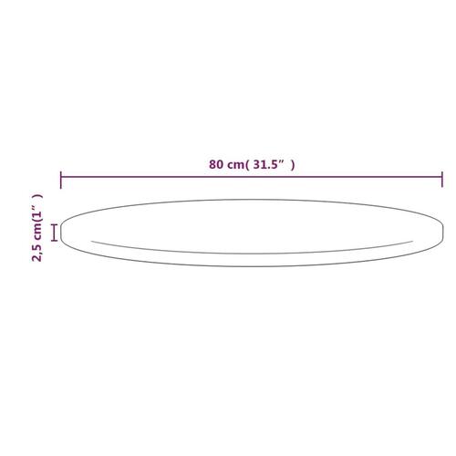 Bordplade Ø80x2,5 cm massivt fyrretræ