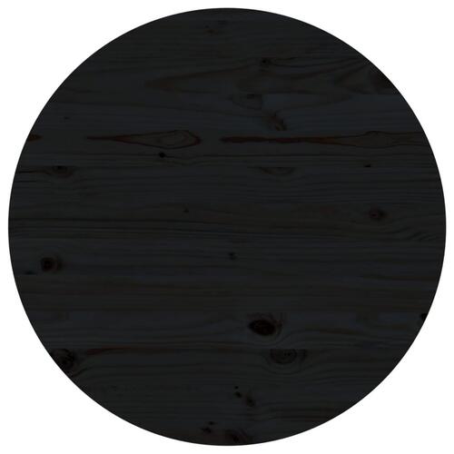 Bordplade Ø80x2,5 cm massivt fyrretræ sort