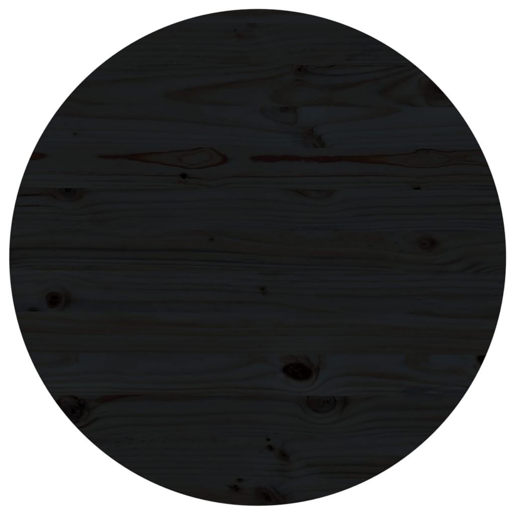 Bordplade Ø80x2,5 cm massivt fyrretræ sort