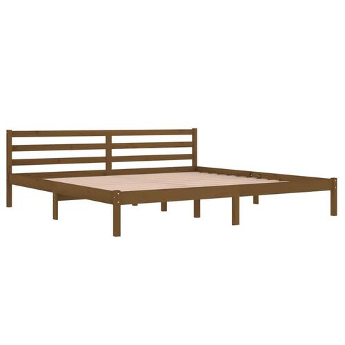 Sengeramme 200x200 cm massivt fyrretræ gyldenbrun
