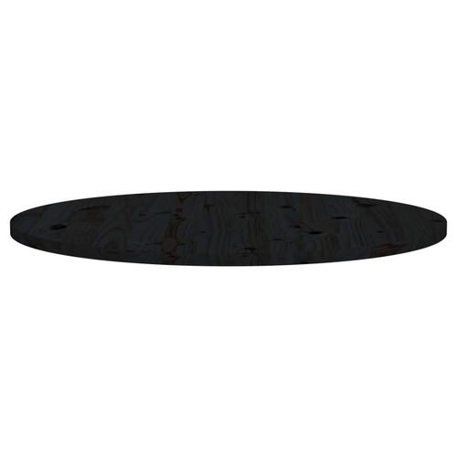 Bordplade Ø90x2,5 cm massivt fyrretræ sort