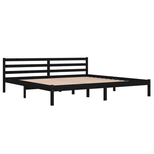 Sengeramme 200x200 cm massivt fyrretræ sort