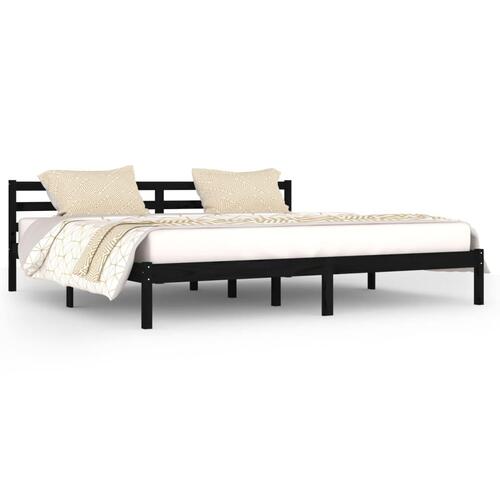 Sengeramme 200x200 cm massivt fyrretræ sort