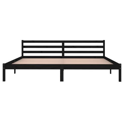 Sengeramme 200x200 cm massivt fyrretræ sort