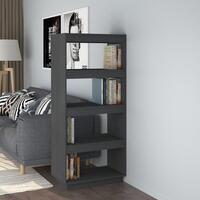 Bogreol/rumdeler 60x35x135 cm massivt fyrretræ grå