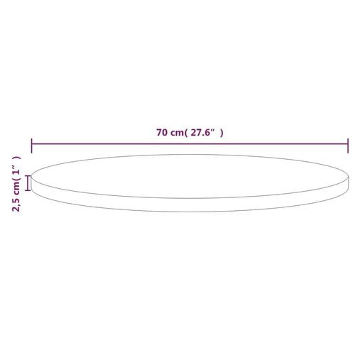 Bordplade grå Ø70x2,5 cm massivt fyrretræ