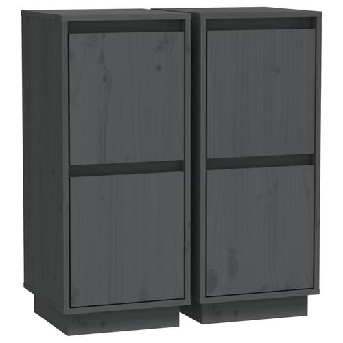 Skænke 2 stk. 31,5x34x75 cm massivt fyrretræ grå