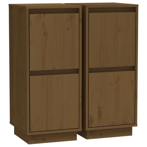 Skænke 2 stk. 31,5x34x75 cm massivt fyrretræ gyldenbrun