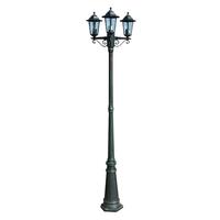 Lygtepæl med 3 arme 215 cm aluminium mørkegrøn/sort