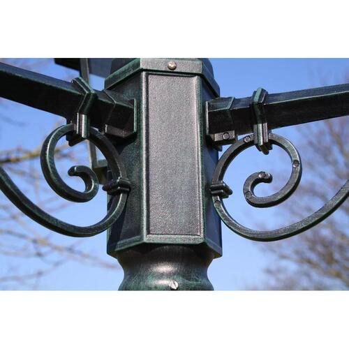 Lygtepæl med 3 arme 215 cm aluminium mørkegrøn/sort