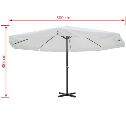 Parasol 500 cm aluminium hvid