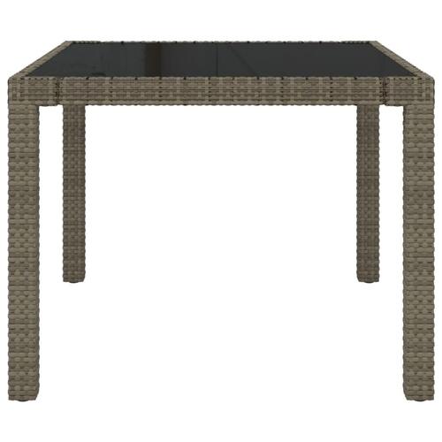 Havebord 90x90x75 cm hærdet glas og polyrattan grå