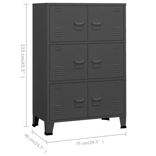 Industrielt opbevaringsskab 75x40x115 cm metal antracitgrå