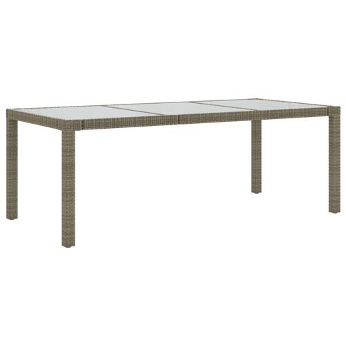 Havebord 190x90x75 cm hærdet glas og polyrattan grå