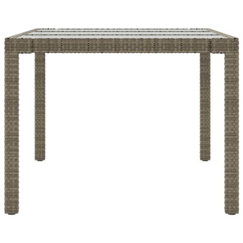 Havebord 190x90x75 cm hærdet glas og polyrattan grå