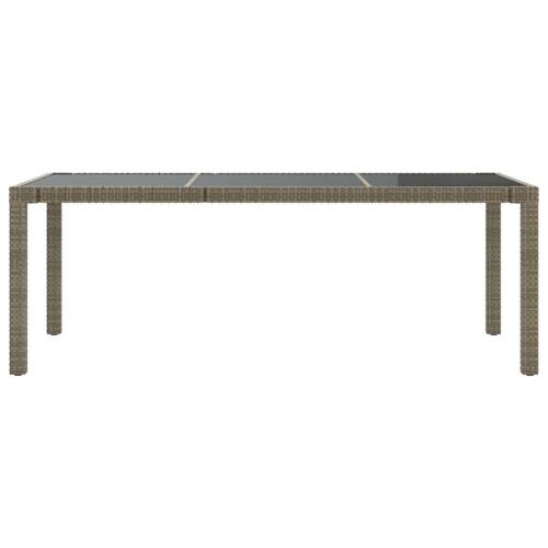 Havebord 190x90x75 cm hærdet glas og polyrattan grå