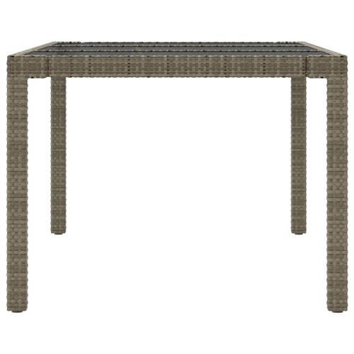 Havebord 190x90x75 cm hærdet glas og polyrattan grå