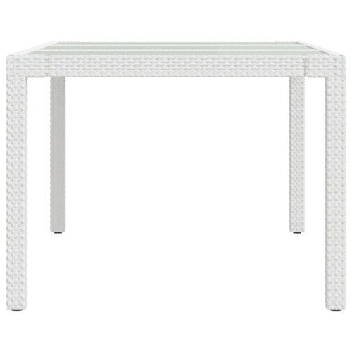 Havebord 190x90x75 cm hærdet glas og polyrattan hvid