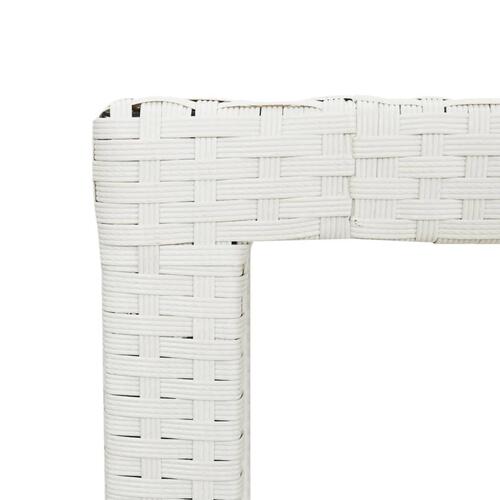 Havebord 190x90x75 cm hærdet glas og polyrattan hvid