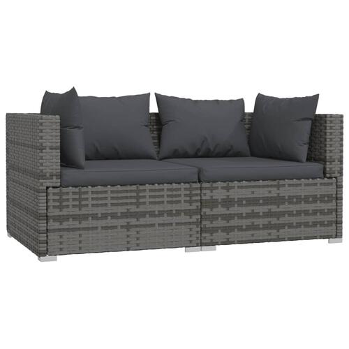 Loungesæt til haven 3 dele med hynder polyrattan grå