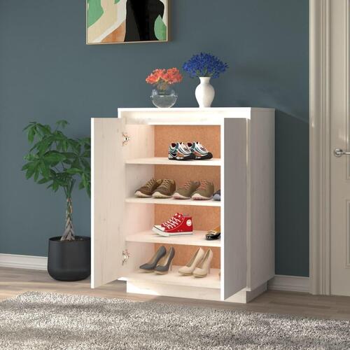 Skoreol 60x35x80 cm massivt fyrretræ hvid