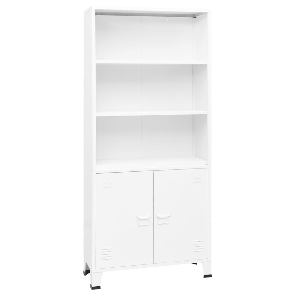 Industriel bogreol 80x32x180 cm stål hvid billede