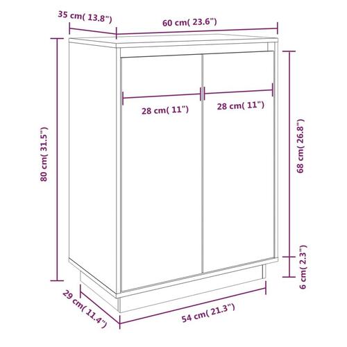 Skoreol 60x35x80 cm massivt fyrretræ