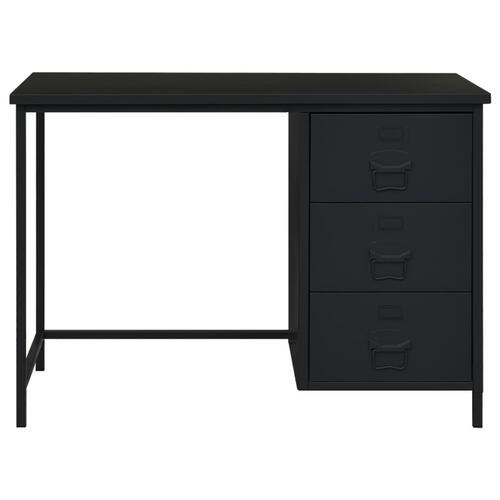Industrielt skrivebord med skuffer 105x52x75 cm stål sort