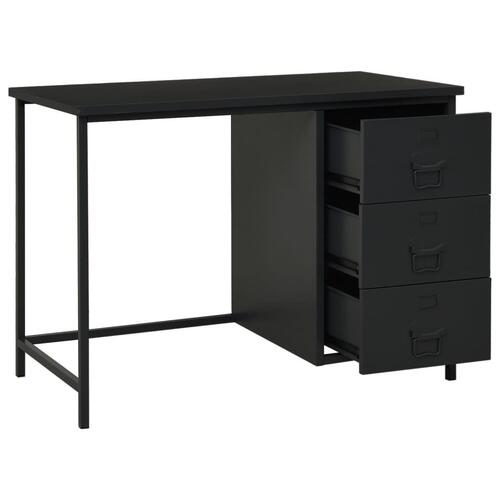 Industrielt skrivebord med skuffer 105x52x75 cm stål sort
