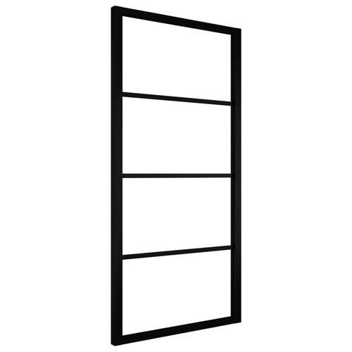 Skydedør 90x205 cm sikkerhedsglas og aluminium sort