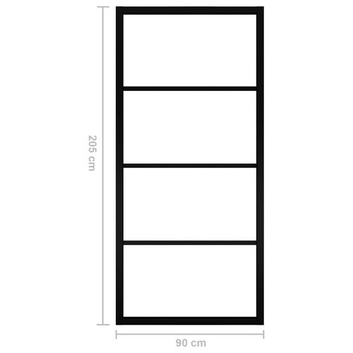 Skydedør 90x205 cm sikkerhedsglas og aluminium sort