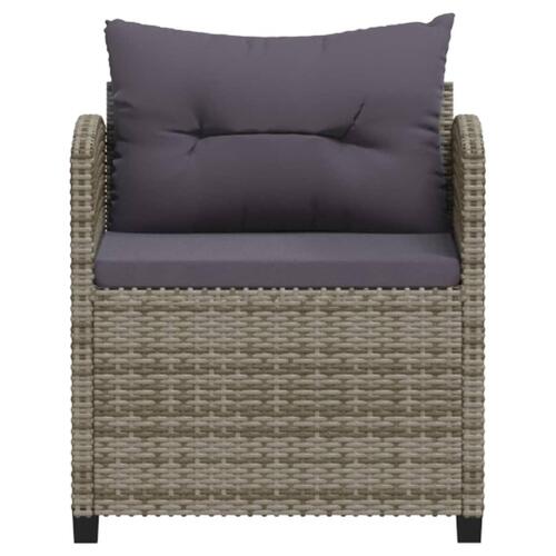 Loungesæt til haven 7 dele med hynder polyrattan grå