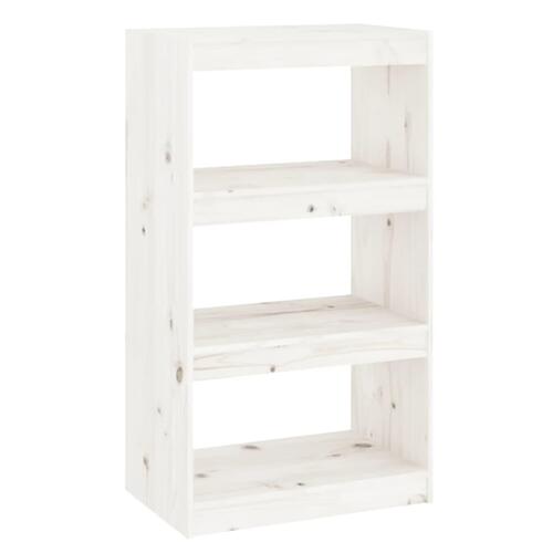 Bogreol/rumdeler 60x30x103,5 cm massivt fyrretræ hvid