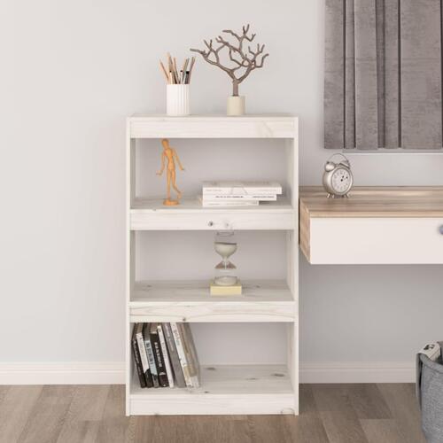 Bogreol/rumdeler 60x30x103,5 cm massivt fyrretræ hvid