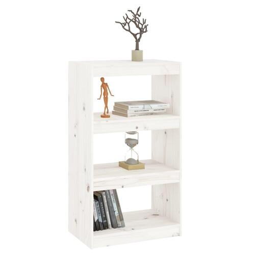 Bogreol/rumdeler 60x30x103,5 cm massivt fyrretræ hvid