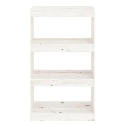 Bogreol/rumdeler 60x30x103,5 cm massivt fyrretræ hvid