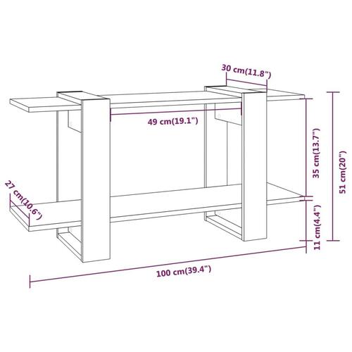 Bogreol 100x30x51 cm konstrueret træ hvid højglans