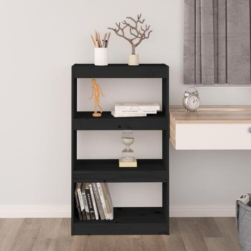 Bogreol/rumdeler 60x30x103,5 cm massivt fyrretræ sort
